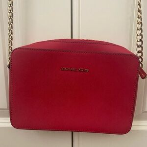 Michael Kors Large Red  safiano leather crossbody bag